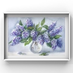 Original brand new watercolor still life ”Lilac” $65 art