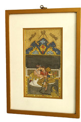Mughal Miniature Painting With Frame King & Queen In Love Scene 8.5×11.5 Inches