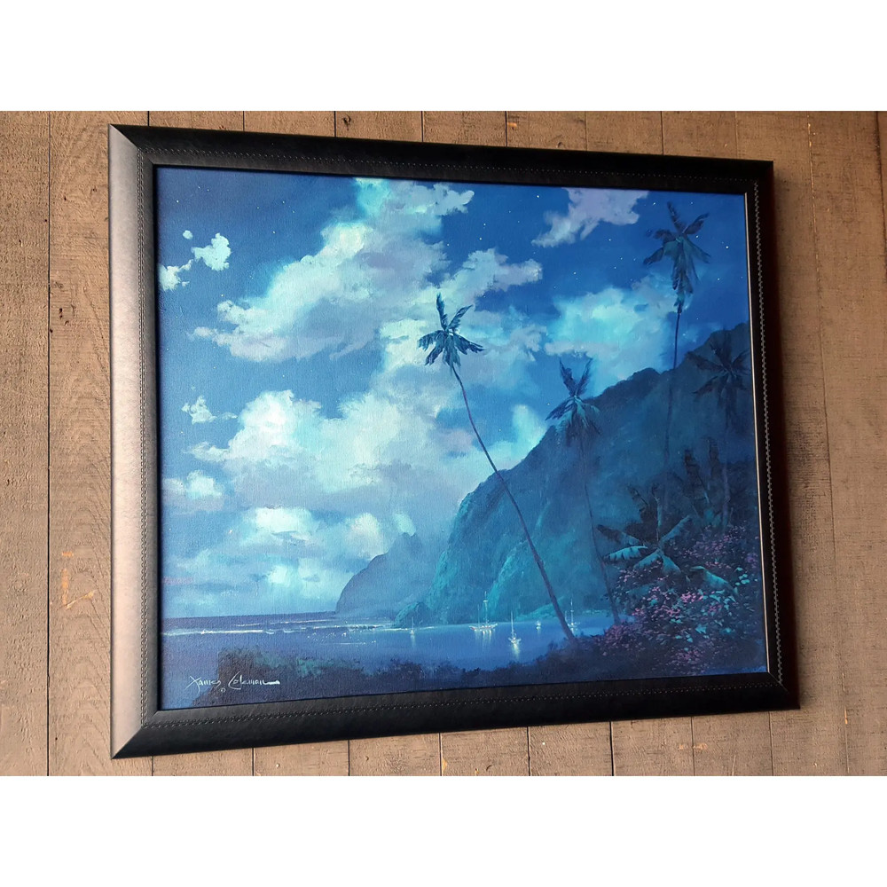 1990s „Night Anchor“ James Coleman Original Oil Painting on Canvas, Framed.