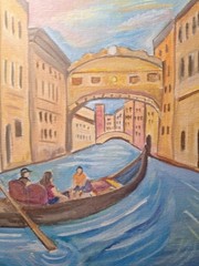 Original Signed 9×12 Venice Canal Bold Acrylic Canvas Impressionist Home Decor