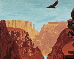 Completed paint by number picture Grand Canyon National Park 8 x 10 on cardboard