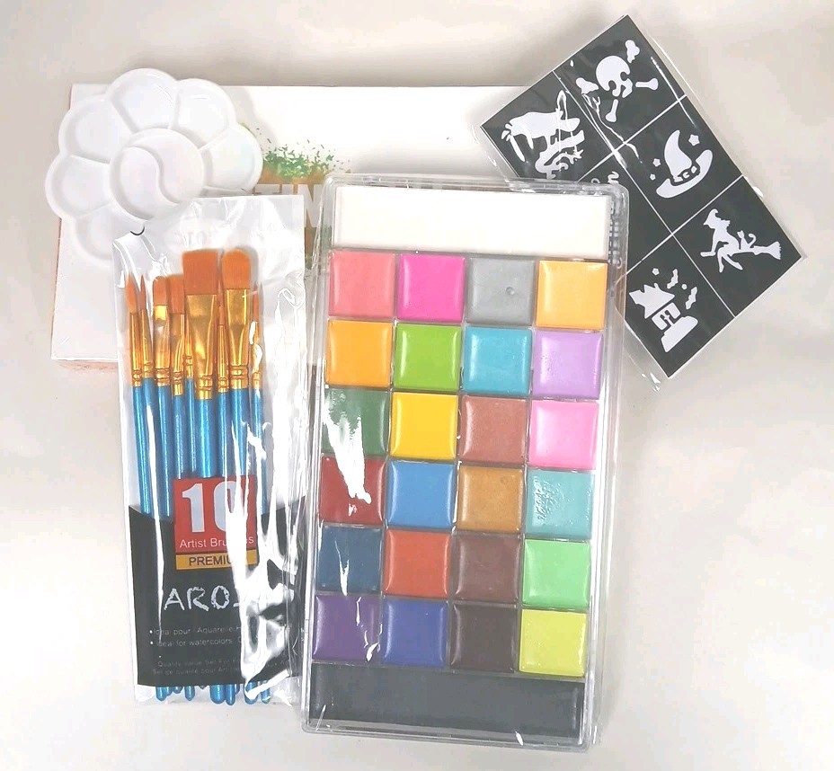 26 Colors Body Face Paint Cosplay Makeup Palette Professional 10 Brushes Kit