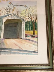 Nice Vintage Valera Ritchie „Sergeantsy Bridge“ Watercolor Painting – Framed