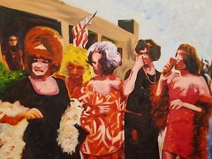 RS SIGNED PAINTING OIL ON CANVAS ’80 36×24 LGBTQ ORIGINAL CONTEMPORARY POP ART