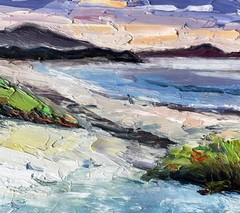 Carmel Beach Painting Original Art Impasto Oil Painting California Coast 5×7″