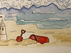Sandcastle Mixed Media Painting KC Jones Florida Beach Seascape Sea Coastal Art