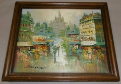VTG FRENCH IMPRESSIONIST PAINTING PARIS FRANCE OIL ON FRAMED CANVAS 8X10 SIGNED