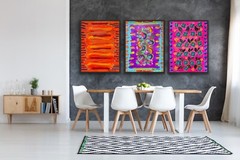 Trio set: Pinata Fiesta. Colorful abstract Mexican art.