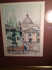 St. Peter’s Square Roma Italy Watercolor Painting Artist signed BOLSELL
