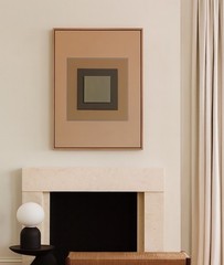 Minimalist Mixed Media Art – Acrylic Leather Geometric Square Abstract Painting