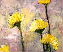 Mary Myers Original Floral Painting Golden Reach 16×20 Acrylic on Canvas