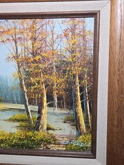 Original Oil Fall or Autumn Landscape Painting by Artist Philip Cantrell, Framed