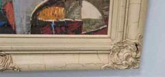 Vtg Framed Modern Abstract Cityscape Scenery Painted By Artist CISA Painting