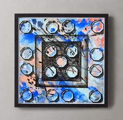 Abstract Blue Acrylic Picture 20x20cm Geometric Shapes Painting on Canvas