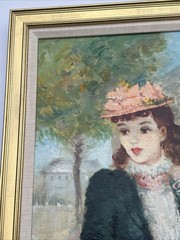MID CENTURY PAINTING PORTRAIT PRETTY WOMAN WOMEN FEMALE MODEL LISTED FAMOUS 20”