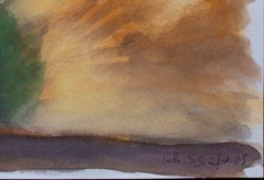 Karlheinz Schäfer Landscape Street Contemporary Art Signed Watercolor 2005