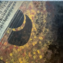 Abstract original hand painted PAINTING signed Collins guitar music
