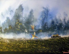 African American Gallery Wrapped 48″x36″ Canvas Reproduction“Morning Mist „