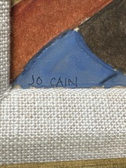 Jo Cain Painting Antique 1930’s Cubist Cubism Modernism Abstract Small MUSICIAN