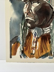 Native American Indian Paintinf Portrait Chief With Headdress Vintage Sanchez