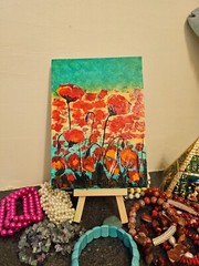 Poppies Original oil painting Red poppies Palette knife with textured paste