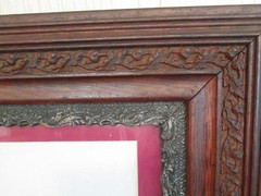 Vintage 35.25″ x 29.25″ Wood Frame Man & Bicycle Weathervane Watercolor Painting