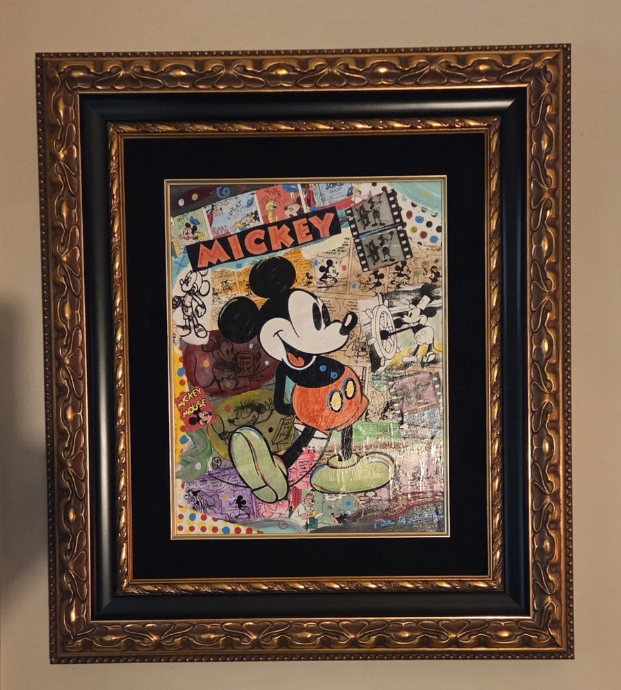 Nelson De La Nuez Mixed Media Collage Canvas CLASSIC MICKEY Mouse Disney Minnie