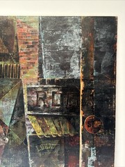 Mid Century Painting Urban Black Americana Cubist Cubism Large Abstract Oil 36”