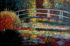 Claude Monet Bridge over Water Lily Pond Repro Hand Painted Oil Painting 24x36in