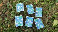 ACEO: Original Acrylic Painting (6.4 x 8.9 cm): ducks and lillypads 5/6 by Lenahui