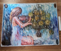 Official Leonid Afremov Studio THE LADY IN WHITE Oil Painting 40″x30″ w/ CoA