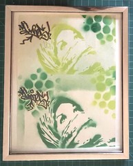 Framed Minneapolis street artist graffiti spray paint art, woman by Aimes