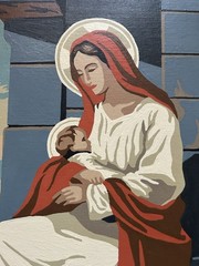 Vintage Paint By Number Of The Virgin Mary With Baby Jesus 12 X 16”