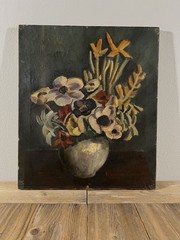 1935 Japanese Antique Flower Still Life Oil Painting Antique Art Decro