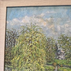 VINTAGE IMPRESSIONIST PAINTING LANDSCAPE CASTLE SIGNED MYSTERY 1950’S PAINTERLY