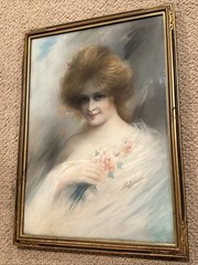 JAMES ROSS BRYSON- ORIGINAL PASTEL (CHALK) PAINTING – Art Nouveau Lady Beauty