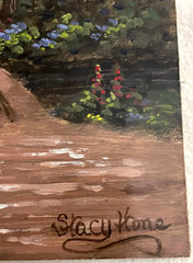 Original Oil/Acrylic Painting 11×14 Garden Footpath Bridge One of a kind