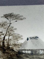 Set of 3 Vintage Japanese Ink Landscape Paintings – Mid-20th C. Sumi-e, Red Seal