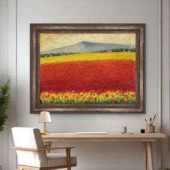 Extra Large Flower Field Oil Painting Impasto Landscape Tuscany Style Textured