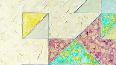 Large Textured Geometric Abstract Oil Painting Modern Color Blocks 20×36″ Canvas