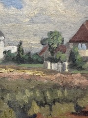 Oil On Panel Signed RODNEY And Titled On The Back “ Wheat Field – Barbizon „