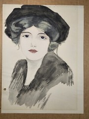 Fashionable Victorian Woman Gibson Girls Style 20th Century Watercolor Original