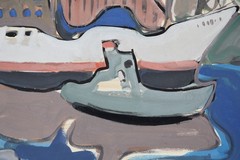 Gerhard Gerd Thelen 1920-1997 Oldenburg / Gouache 1954 Ships Port Shipyard
