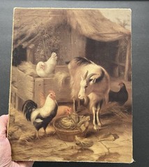 Farm Animals Goat Chickens Art Canvas Print 8×10 Giclee Edgar Hunt Shabby Chic