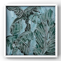 Maldives Tropical Palm Abstract Art Blue Lagoon Coastal Island Oil Painting Gift