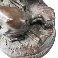 Hunting Curious Dogs 19th Cent Bronze Sculpture Missing Bird- Dog Tail J.P. Mene