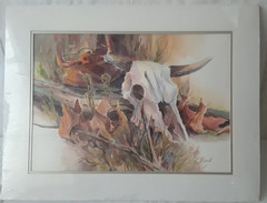 Watercolor on Paper Matted Signed Don Trout Resting Place 28 x 20 in