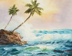 8×10-Stretched-Seascape #7, Oil Painting on Canvas-(Not Framed)