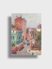 Oil painting City street Ukrainian painter Unframed Decor original landscape art