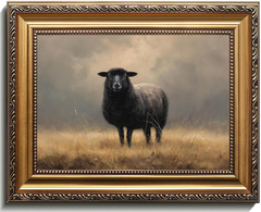 Vintage Gold Framed Wall Art Black Sheep Canvas Oil Painting For Home Room 9×12